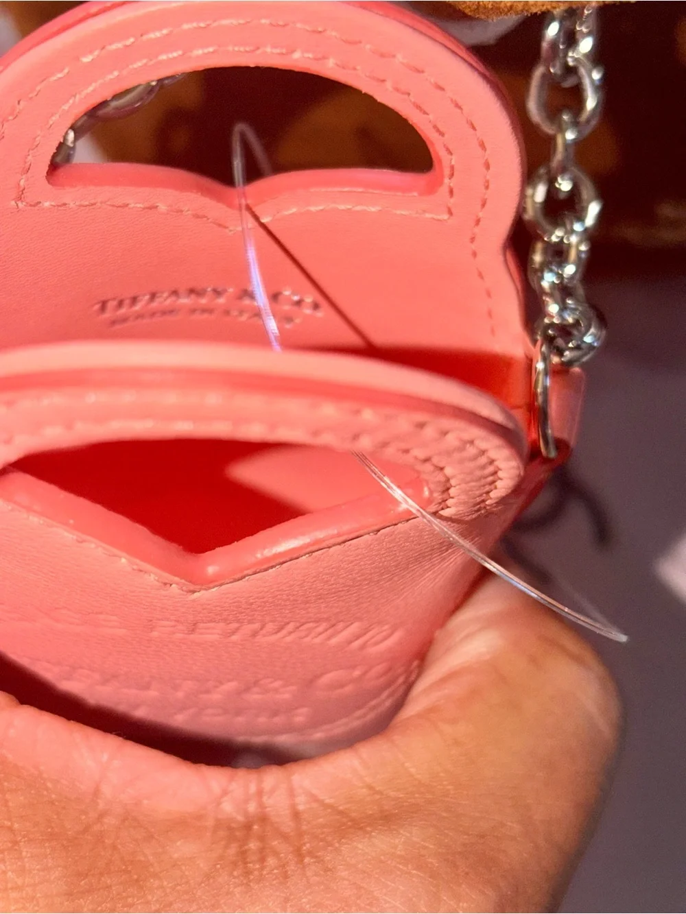 Coach Lara Mini Suede Satchel with Tiffany&Co Pink Leather Card Holder & Charm